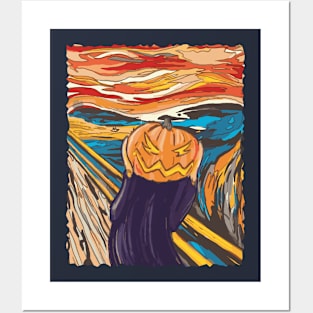 Pumpkin screaming painting Posters and Art